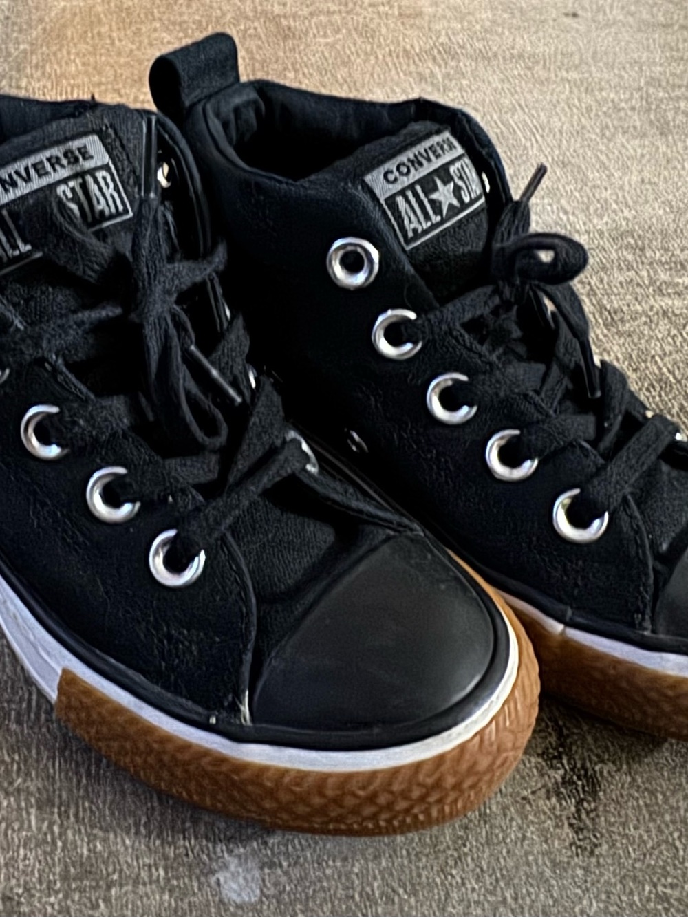 Converse Black High-Top Kids Sneakers with Gum Outsole